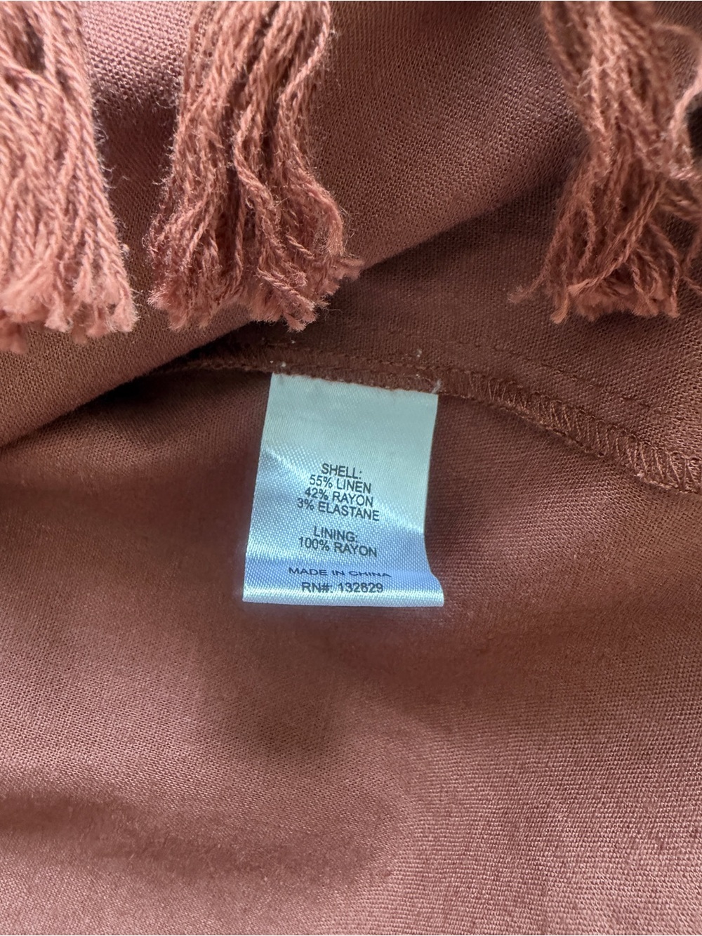 Revolve Tularosa MEDIUM Lexi linen blend fringe hem midi dress - Chocolate Brown - Picture 7 of 7